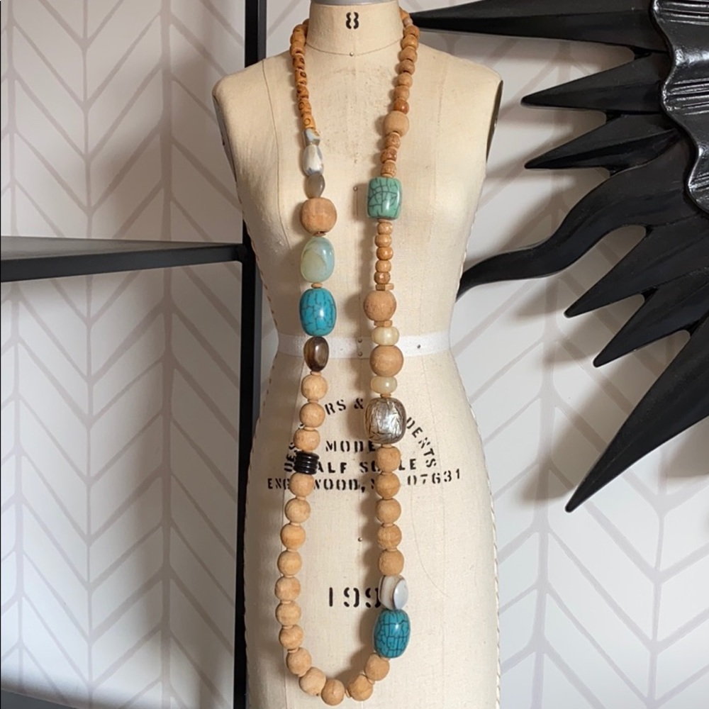 Wooden and beaded necklace.